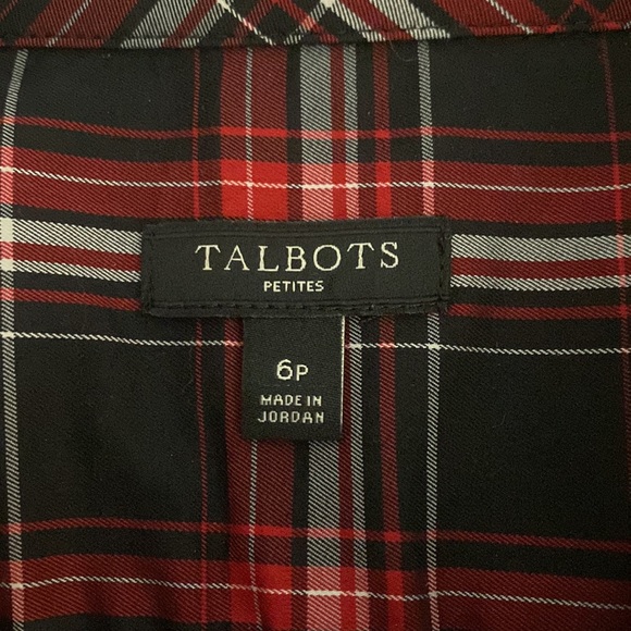 Talbots black & red plaid ruffle shirt - Picture 7 of 8